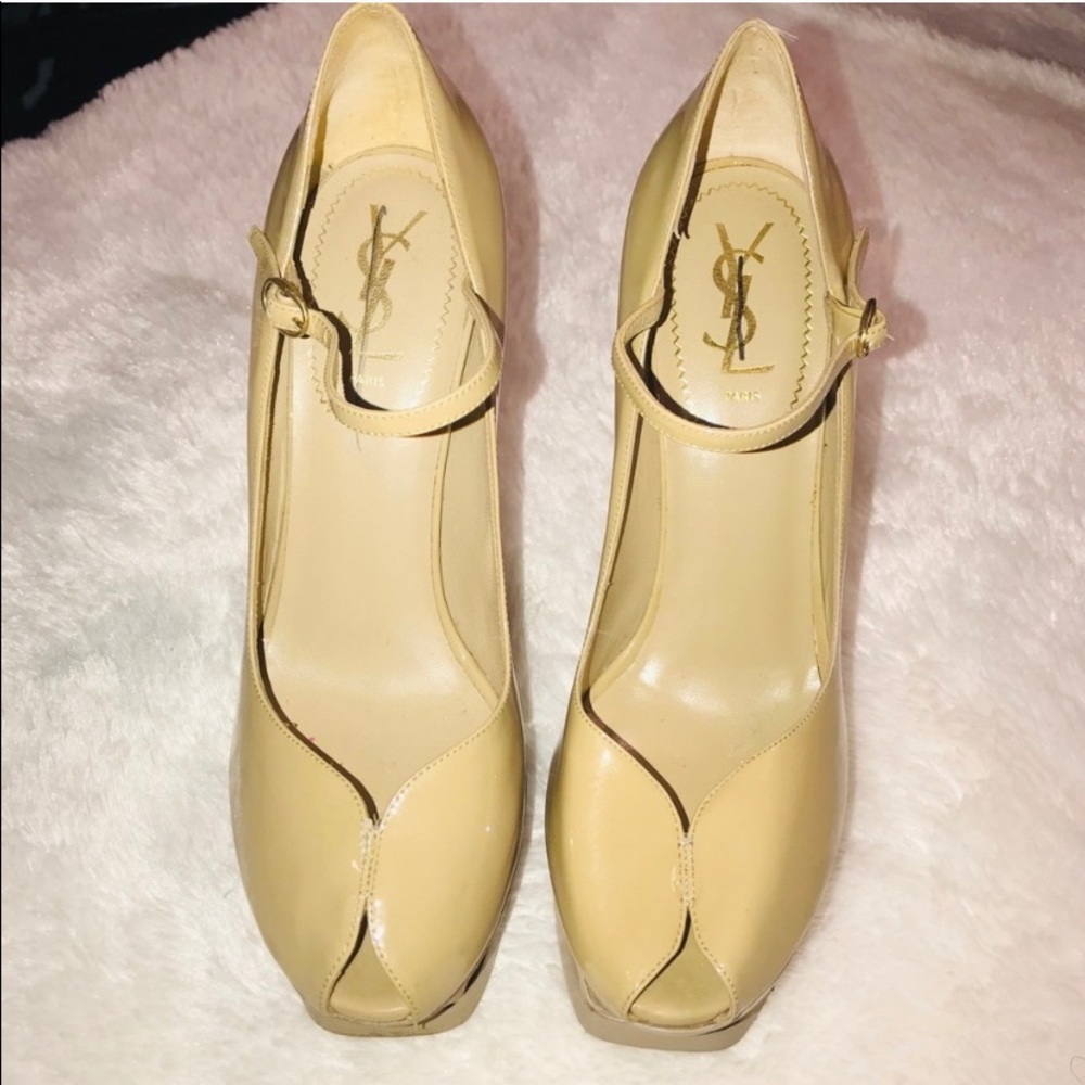 Authentic YSL tribute Mary Jane nude heels